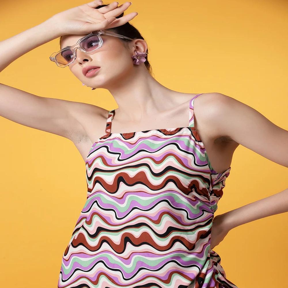 Multicolor Crepe Printed Outcast Mini Dress