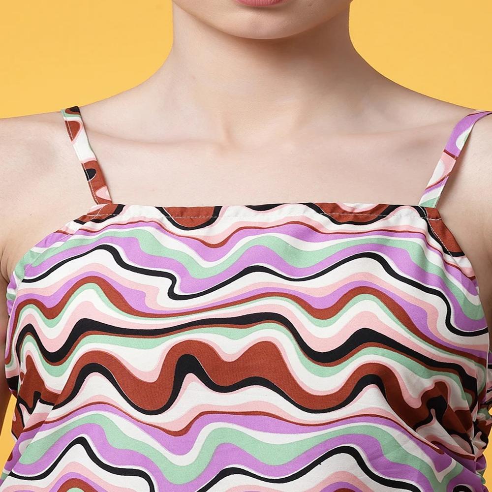 Multicolor Crepe Printed Outcast Mini Dress