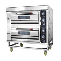 Double Deck Gas Oven - Metal, 1330x890x1430mm | Semi-automatic, Silver Gray, Ideal For Restaurant Kitchen Equipment, 220v-240v