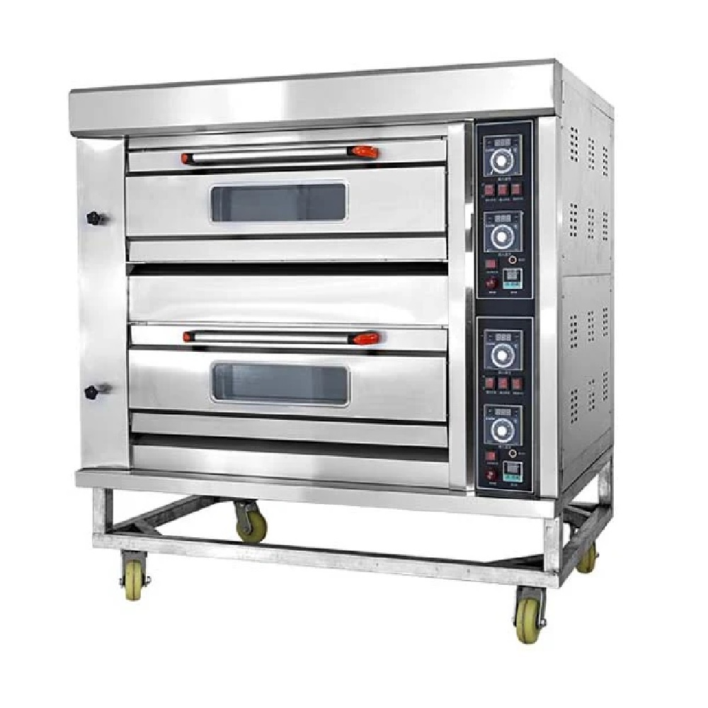 Double Deck Gas Oven - Metal, 1330x890x1430mm | Semi-automatic, Silver Gray, Ideal For Restaurant Kitchen Equipment, 220v-240v