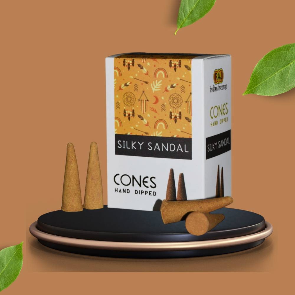 Silky Sandal Hand Dipped Incense Cones