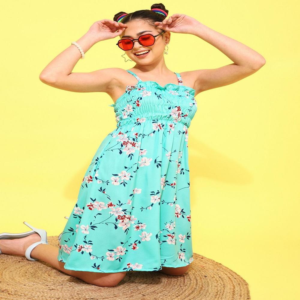 Floral Printed Sleeveles Fit & Flare Dress