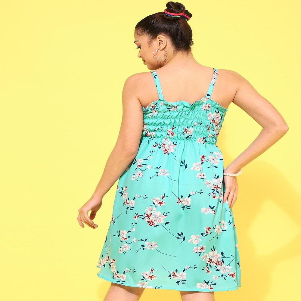 Floral Printed Sleeveles Fit & Flare Dress