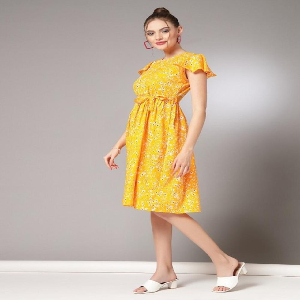 Floral Printed Crepe Fit & Flare Dress