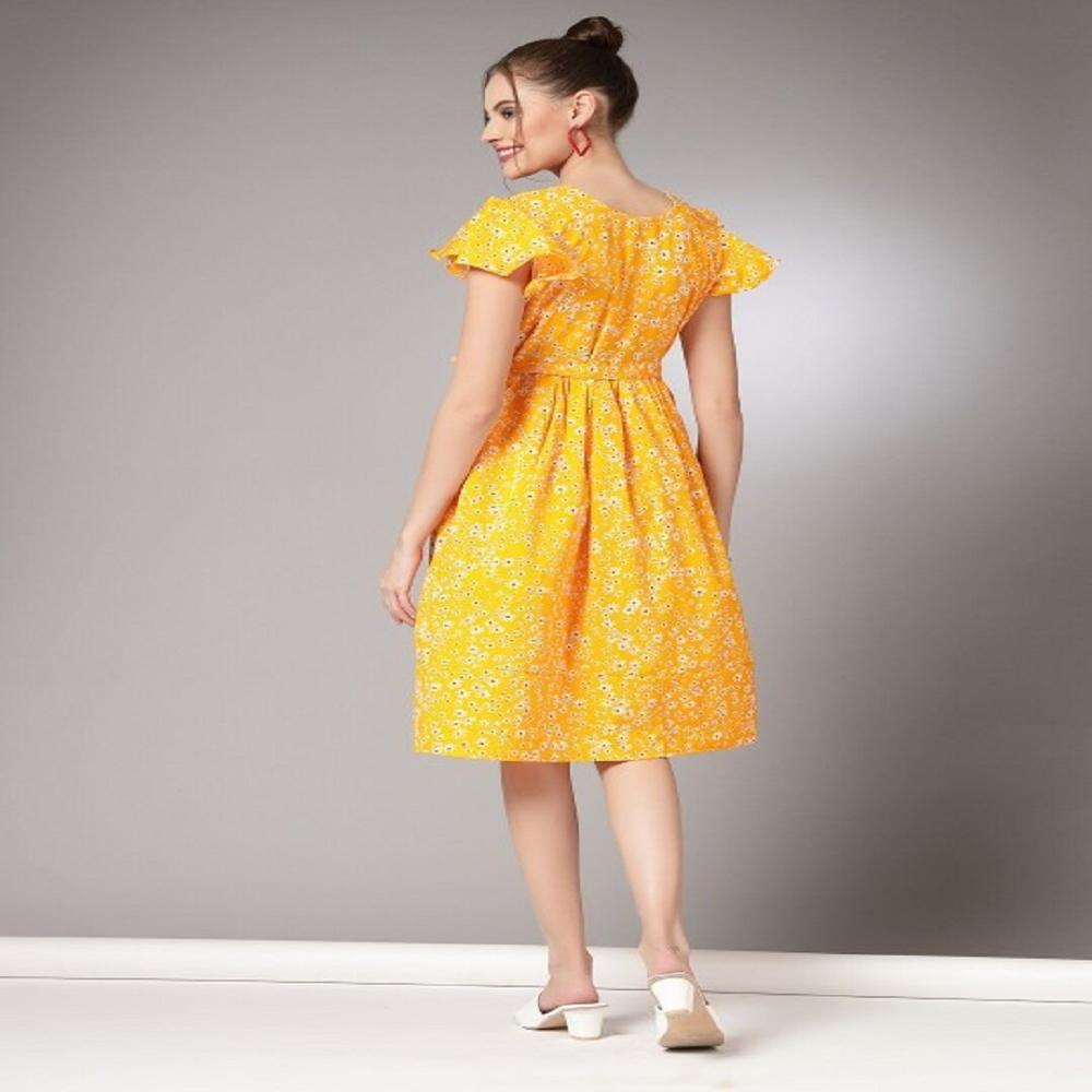 Floral Printed Crepe Fit & Flare Dress