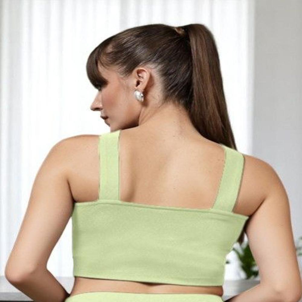 Cross Shoulder Straps Crop Top - Color: Green