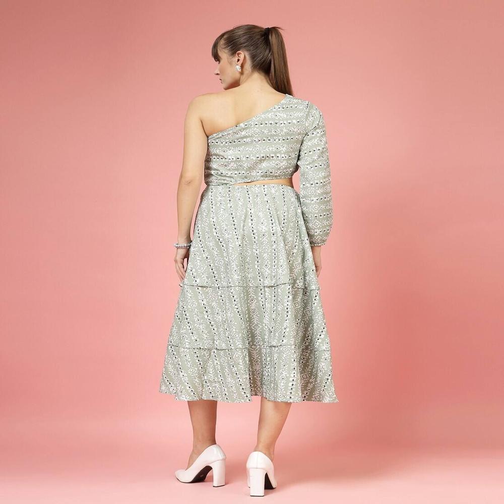 Women Floral Dress - Color: Grey