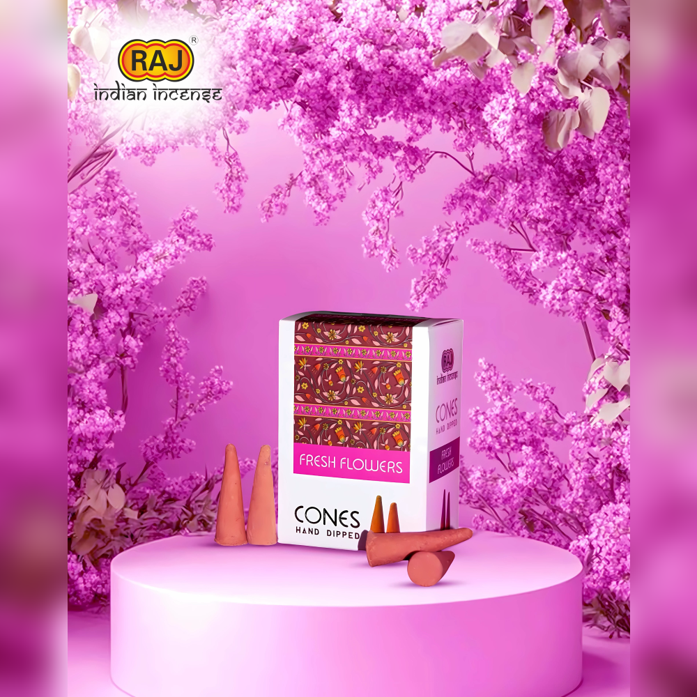 Fresh Flowers Hand Dipped Incense Cones - Burning Time: 44 Minutes
