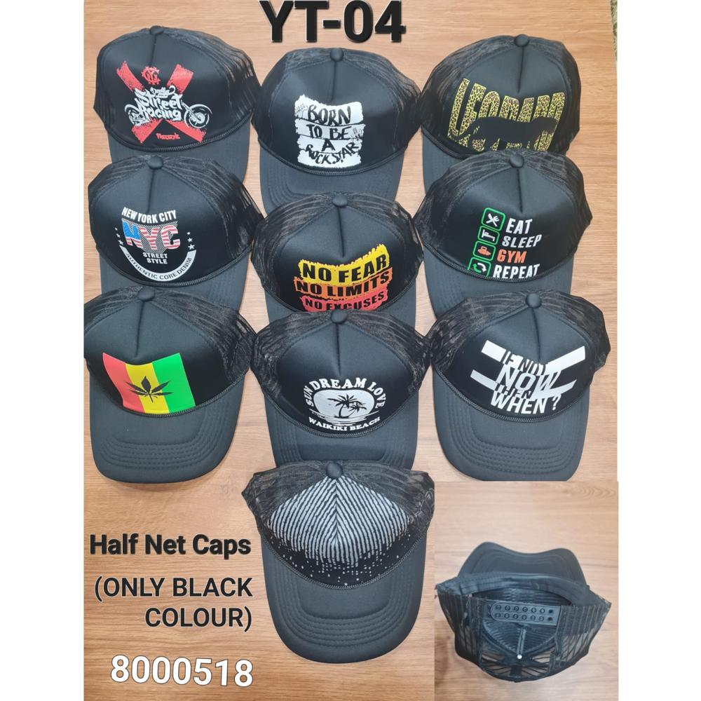 Half Net Printed Caps - Color: Mix Color