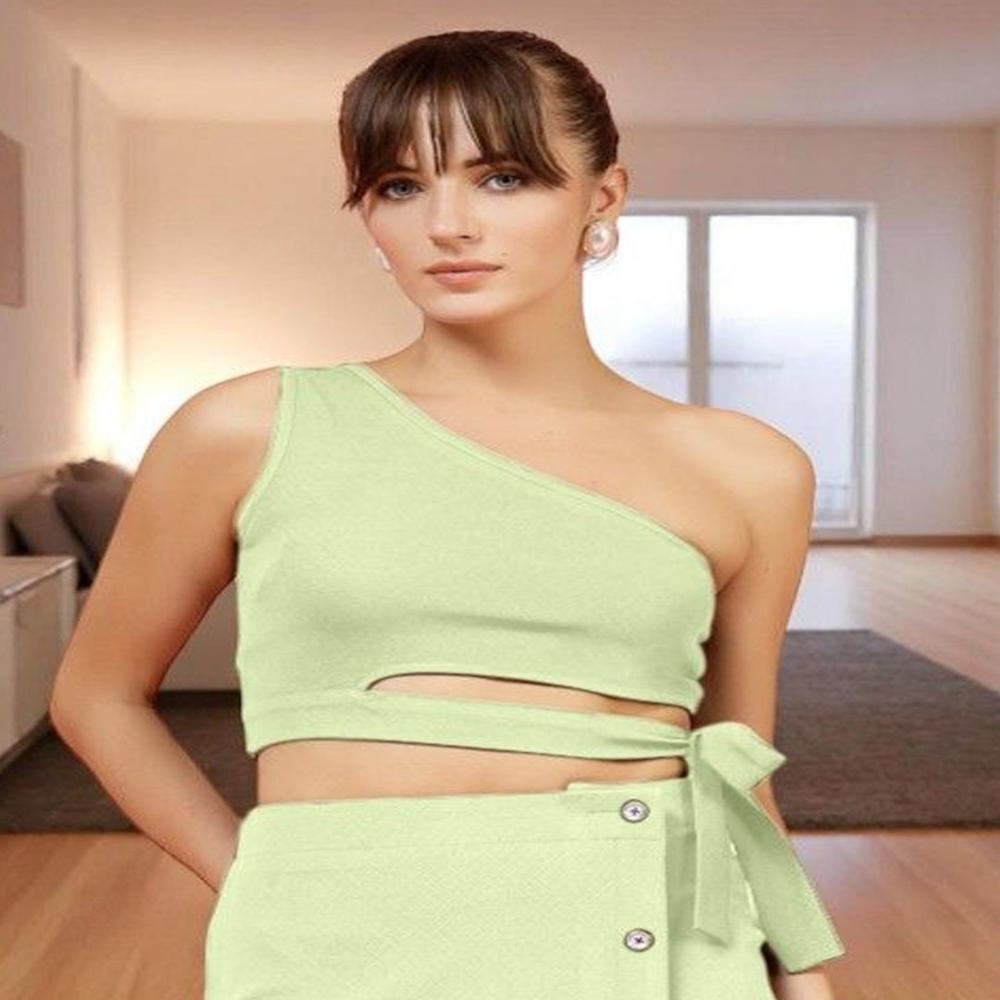 One Shoulder Fitted Crop Top