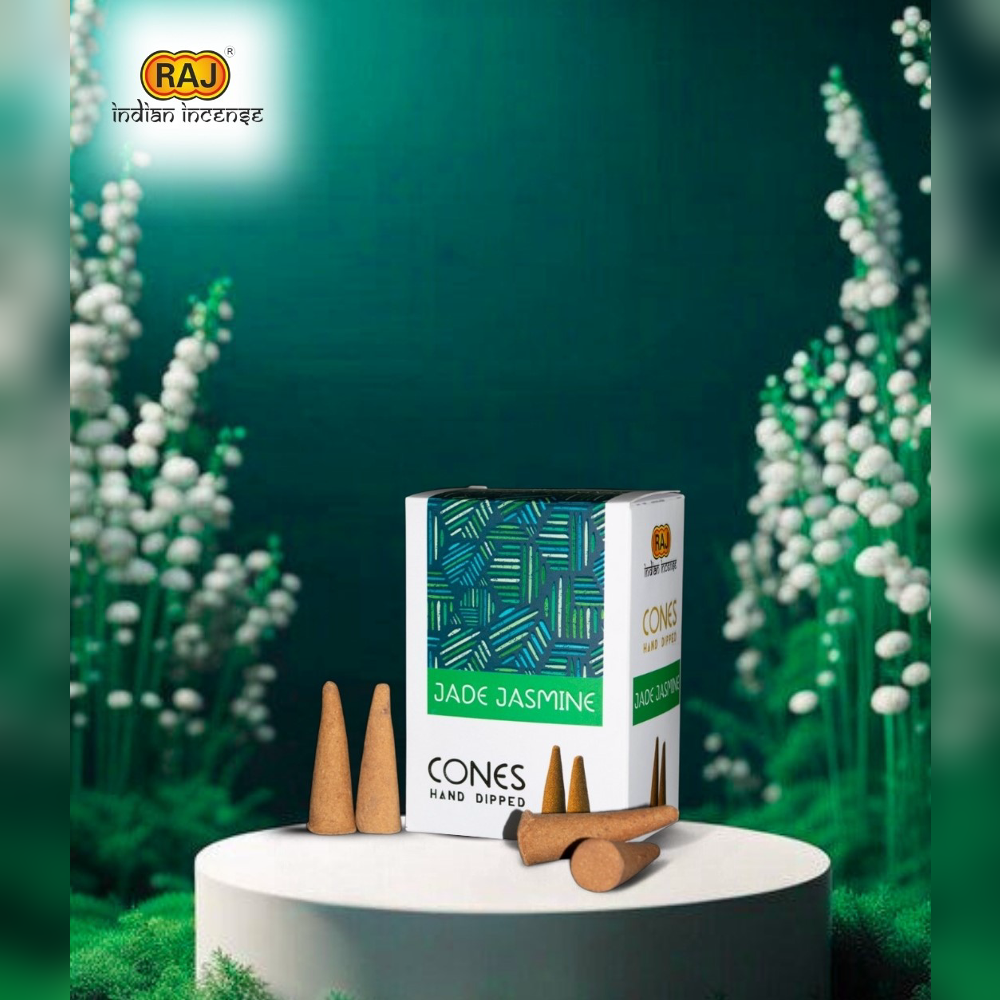 Jade Jasmine Cones, Hand Dipped Incense Cones - Burning Time: 45 Minutes
