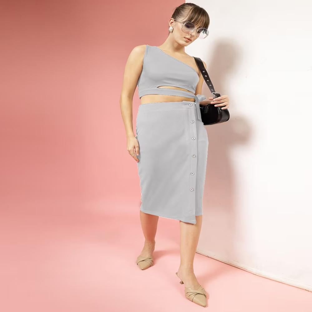 Crop Top with Skirt Set