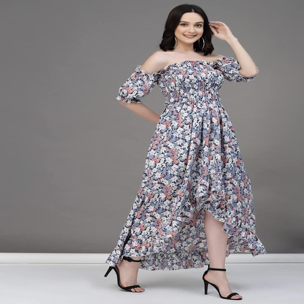 Off Shoulder Dress - Color: Grey