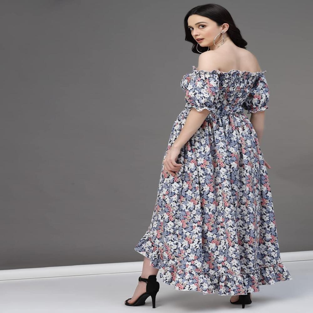 Off Shoulder Dress - Color: Grey