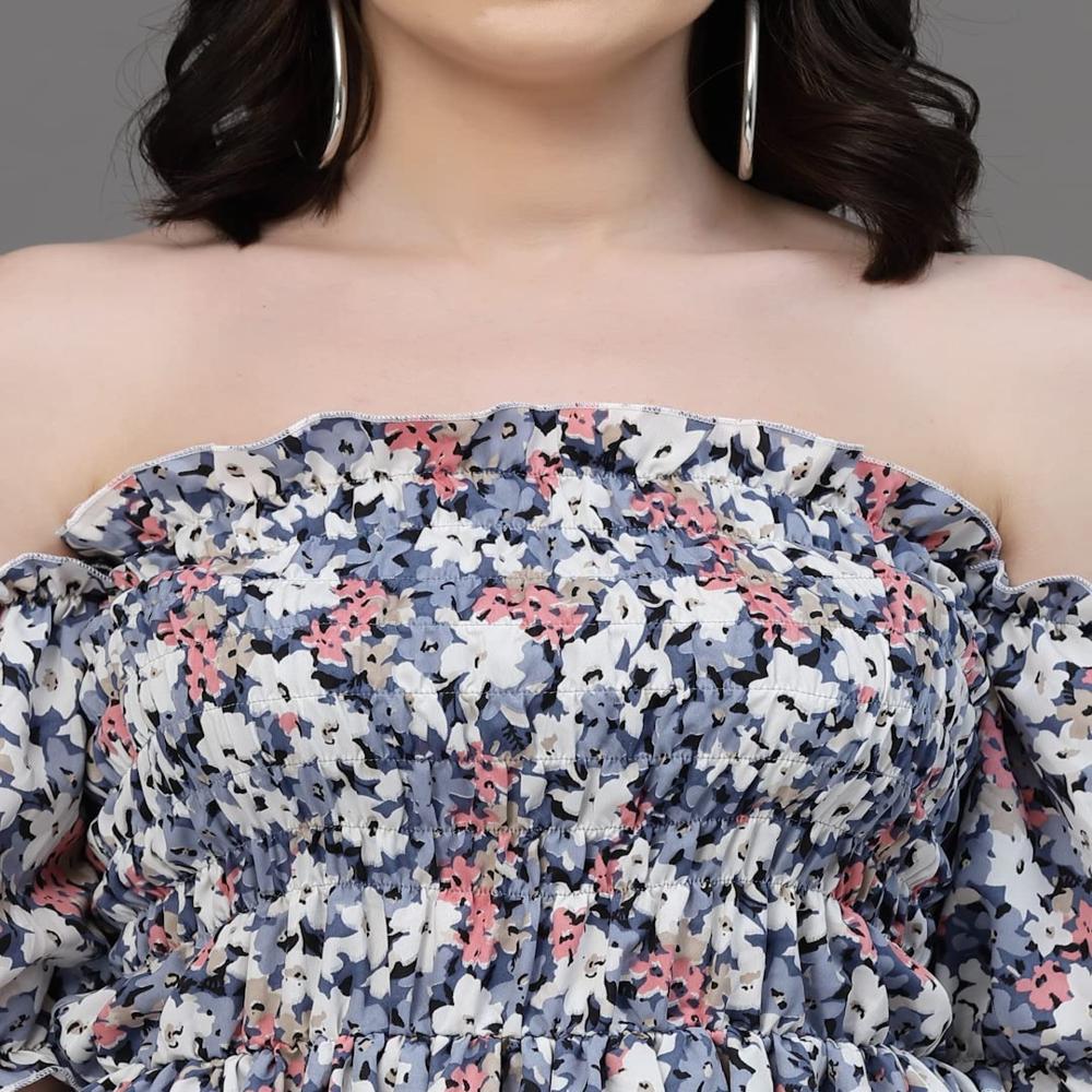 Off Shoulder Dress - Color: Grey