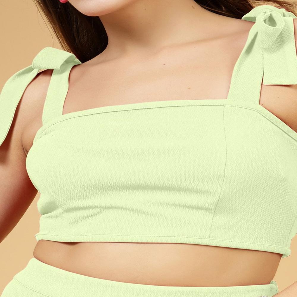 Square Neck Sleeveless Crop Top - Color: Green