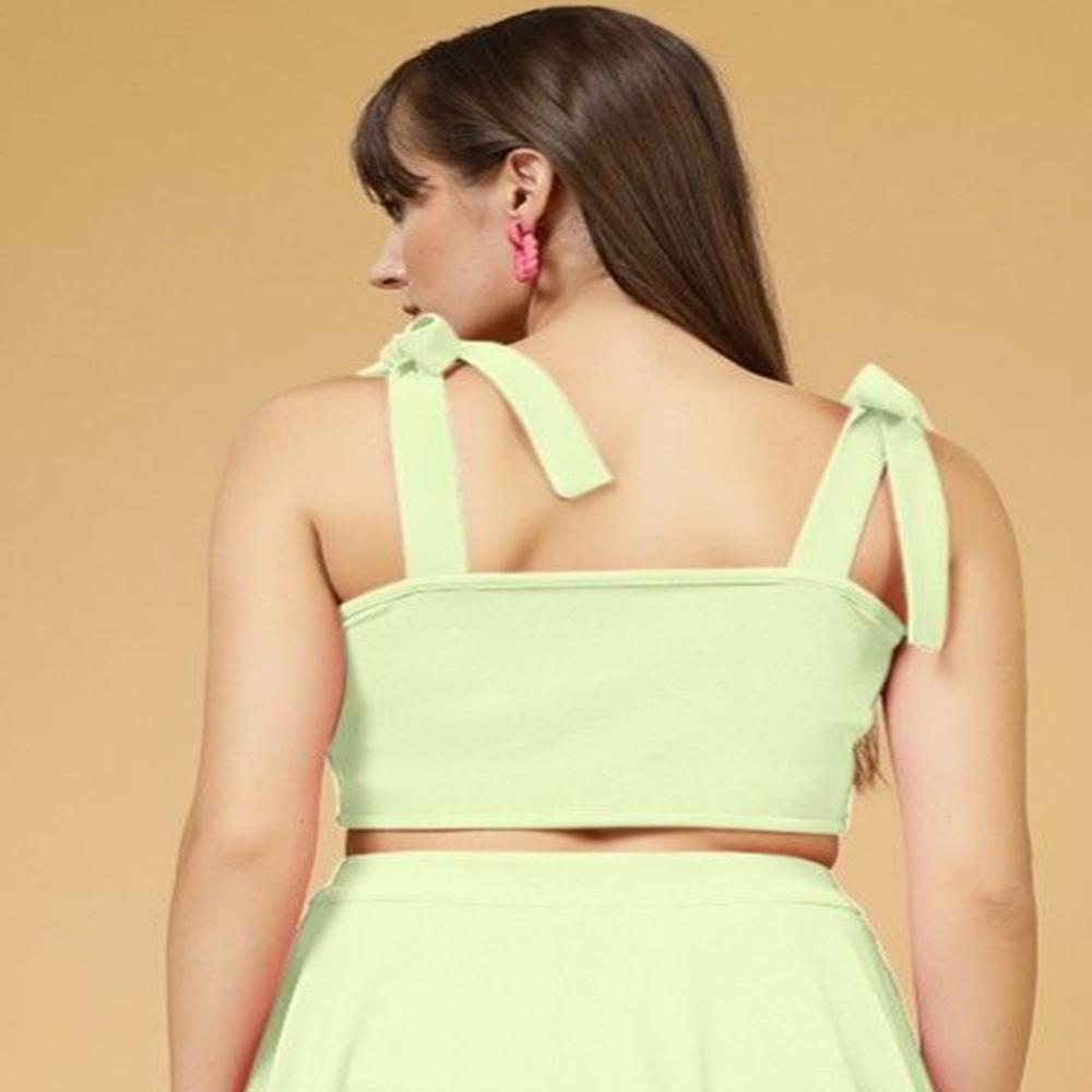 Square Neck Sleeveless Crop Top - Color: Green