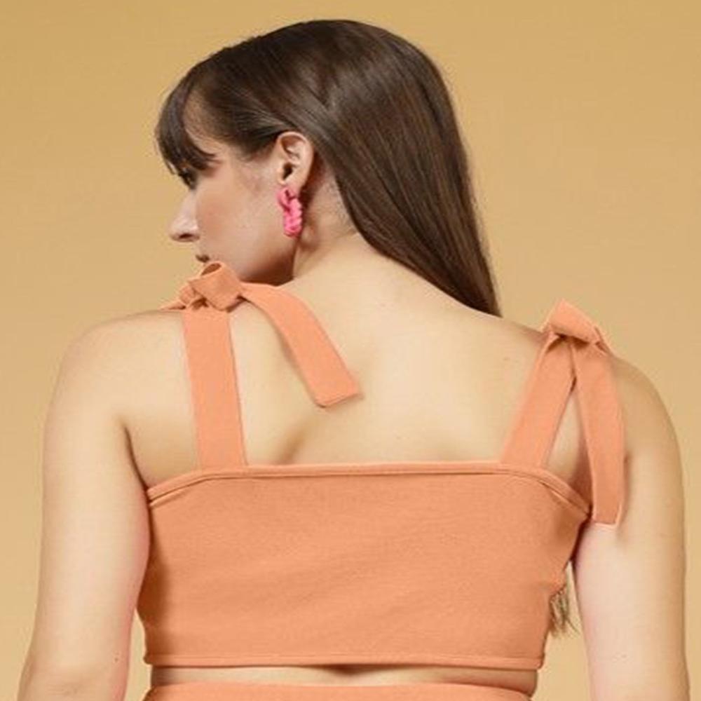 Yellow Party wear Square Neck Sleeveless Crop Top