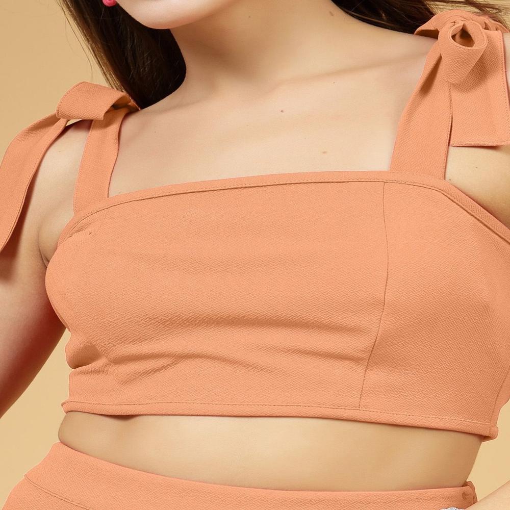 Yellow Party wear Square Neck Sleeveless Crop Top