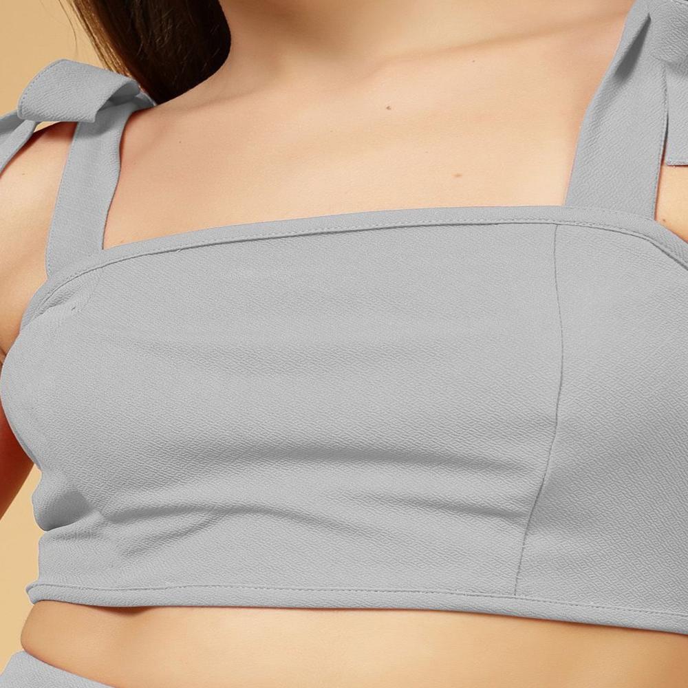Square Neck Crop Top - Color: Grey