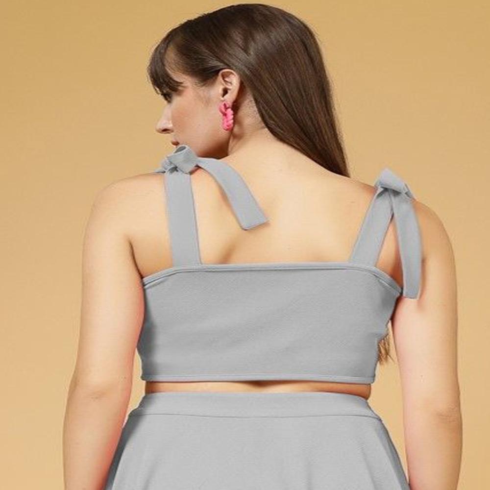 Square Neck Crop Top - Color: Grey
