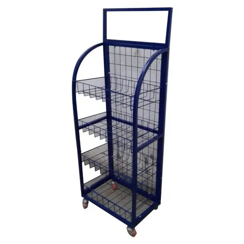 Blue Supermarket Wall Display Rack - Capacity: 100 Kg Kg