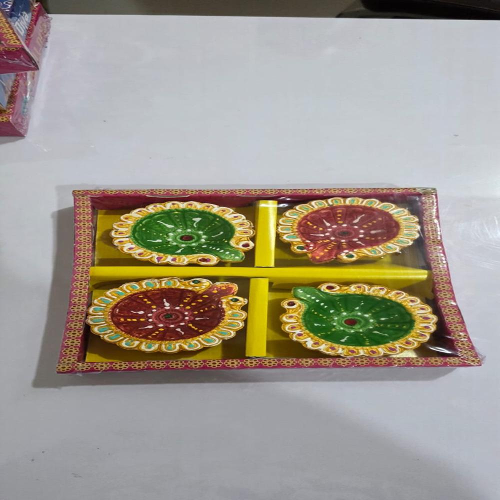 Decorative clay diya