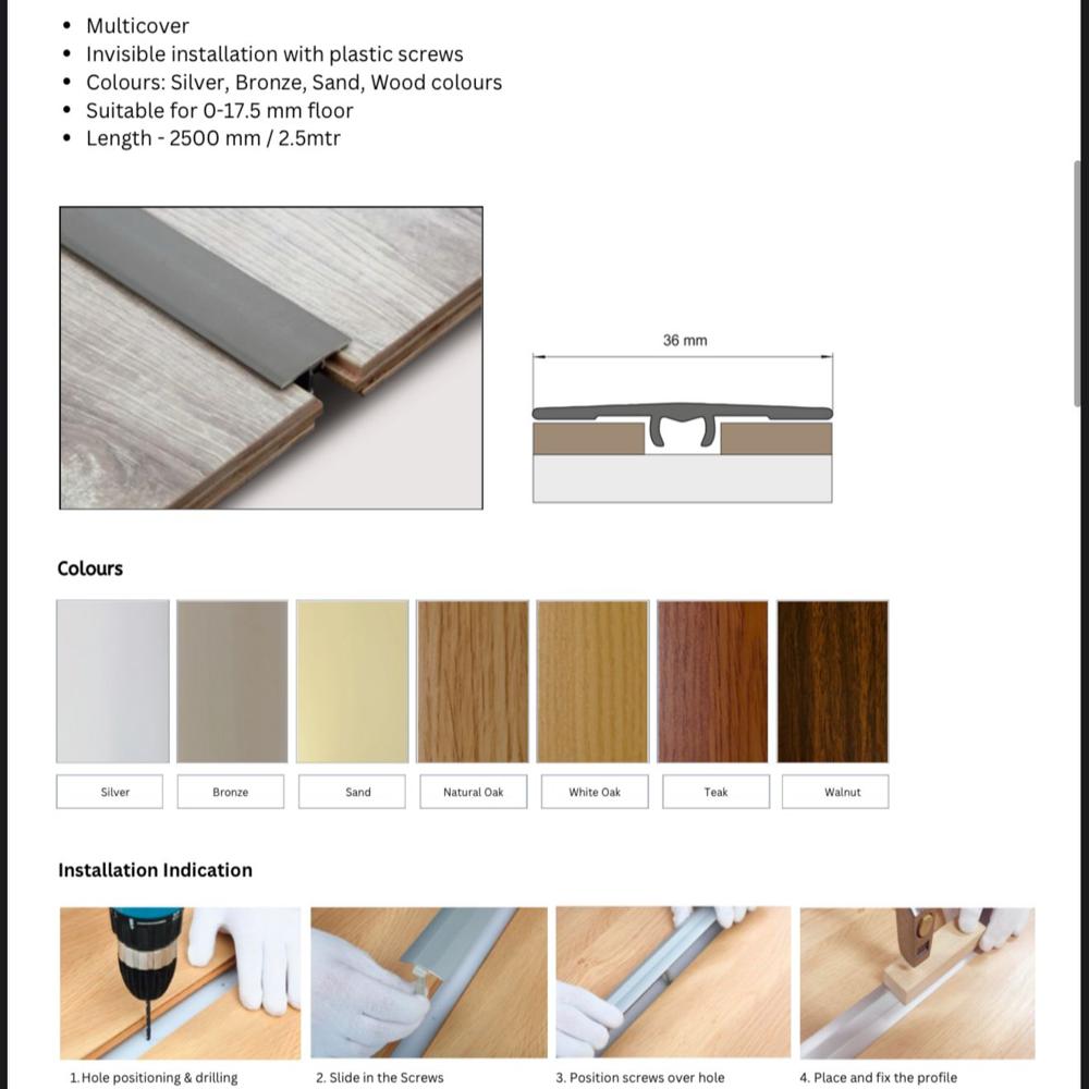Imported Aluminium Transition profiles By Re Imagine Creative Decor 