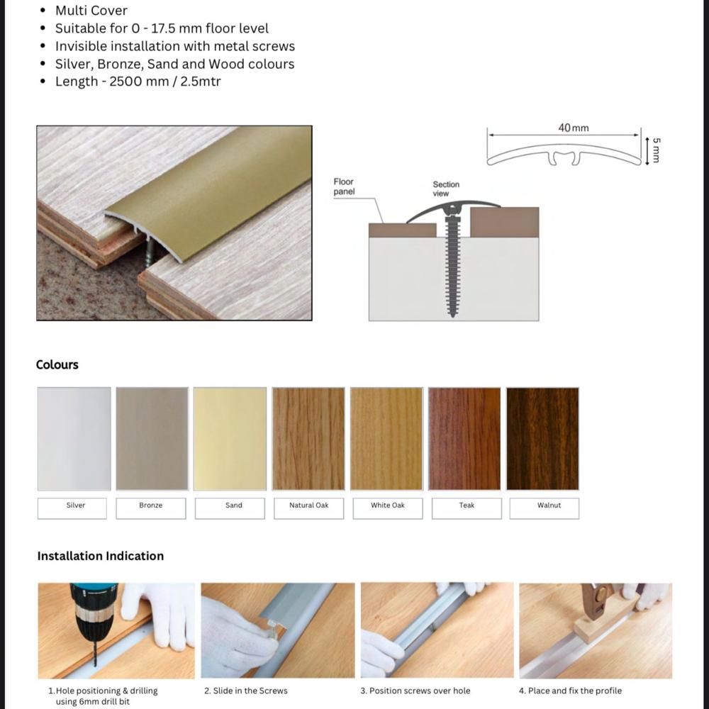 Imported Aluminium Transition profiles By Re Imagine Creative Decor 