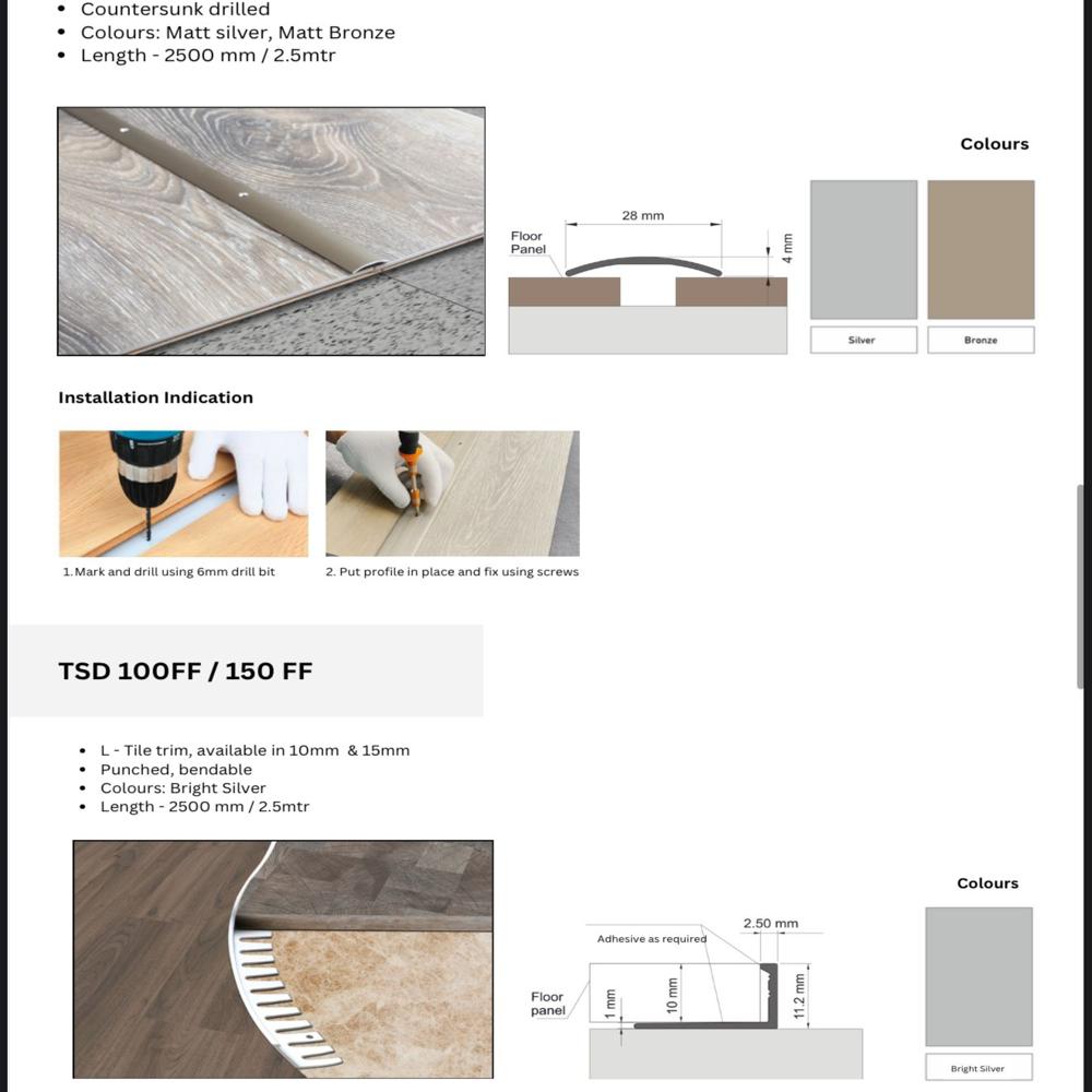 Imported Aluminium Transition profiles By Re Imagine Creative Decor 