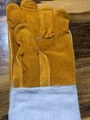 Leather welding gloves yellow  with lining