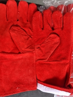 Leather Hand Gloves red