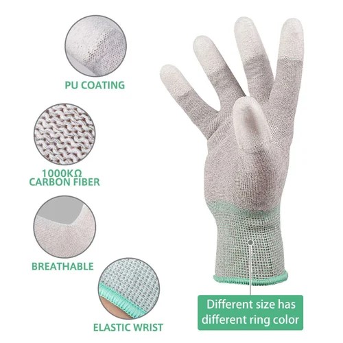 Esd Anti Static Top Fit Gloves - Color: Grey