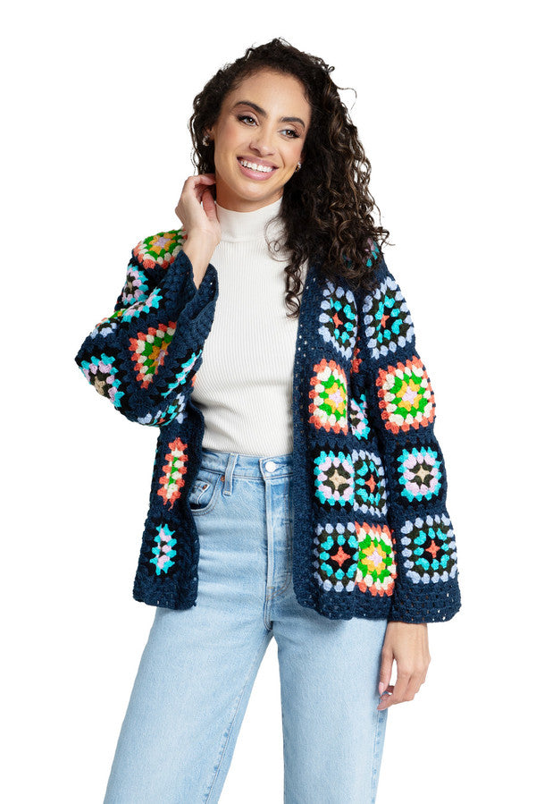 Granny Square Cropped Cardigan - Age Group: Teenagers & Adults