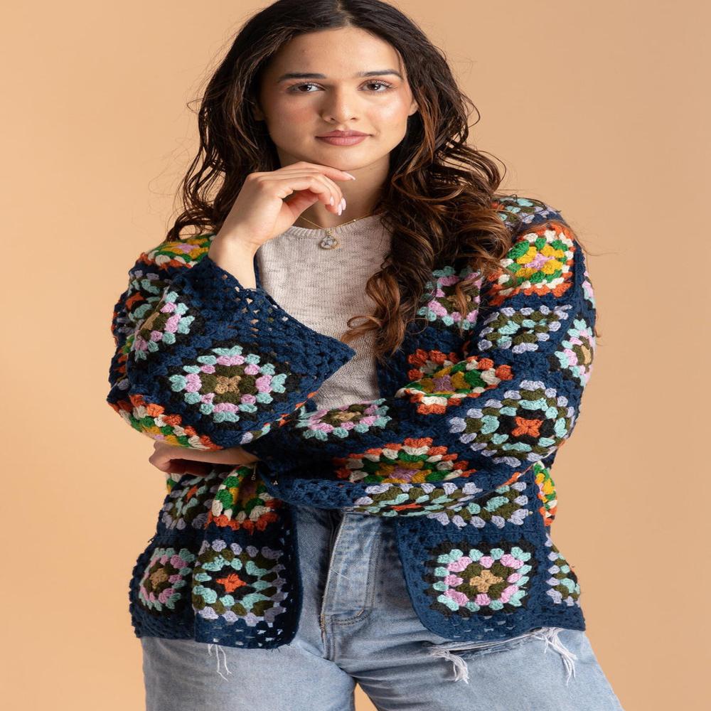 Granny Square Cropped Cardigan - Age Group: Teenage & Adults