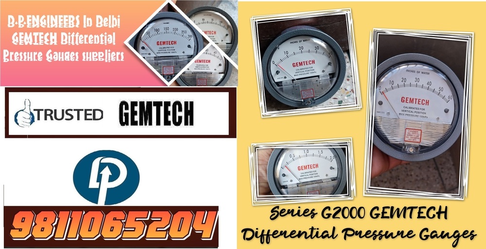 Across Popular Cities Bangalore GEMTECH Differential Pressure Gauge Wholesaler - D.P.ENGINEERS