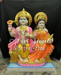 White Marble Laxmi Narayan Statue - Handcrafted Hindu Goddess Idol for Home & Temple Decor