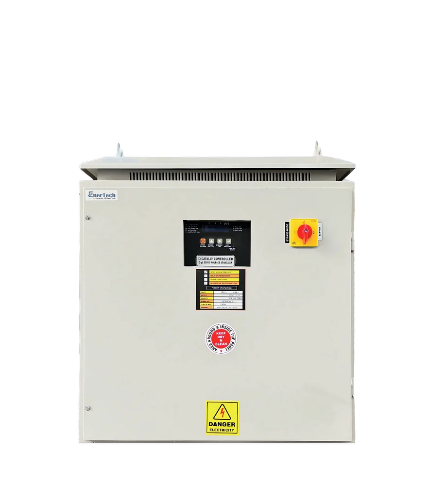 Enertech 5kva 3 Phase Air Cooled Servo Stabilizer, 360v - 470v - Frequency (Mhz): 50-60 Hertz (Hz)