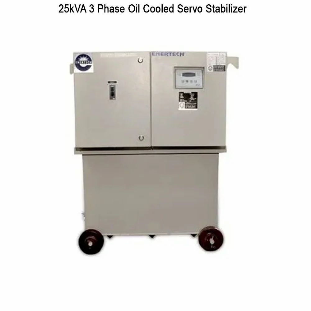 Automatic 97% 25kVA 3 Phase Oil Cooled Servo Stabilizer, 170 V-270 V