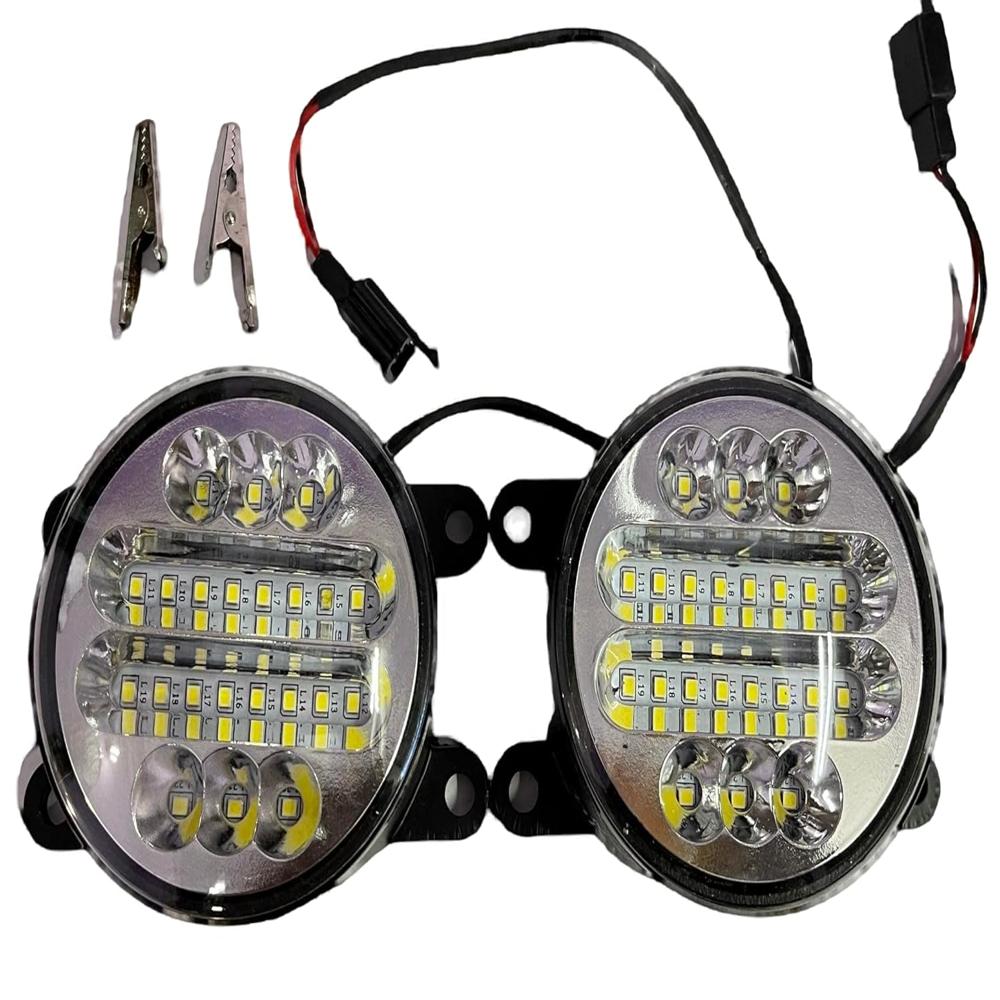 K D 22 LED Fog Lamp set for Swift, Ritz, Dzire, K10 T2, Eco Sport, Baleno, WagonR, S-Cross, Ertiga, SX4, Ignis, Ciaz, Brezza, Celerio, Kwid, Nexon, Safari, Punch, Glanza