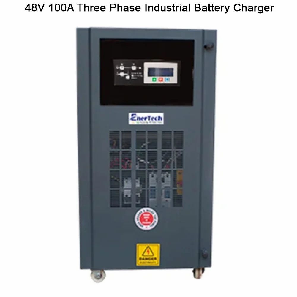 48v 100a Three Phase Industrial Battery Charger - Features: Over Voltage Protection  Short Circuit Protection  Reverse Polarity Protection  Auto Cut-off When Fully Charged  Digital Display  Fan Cooling