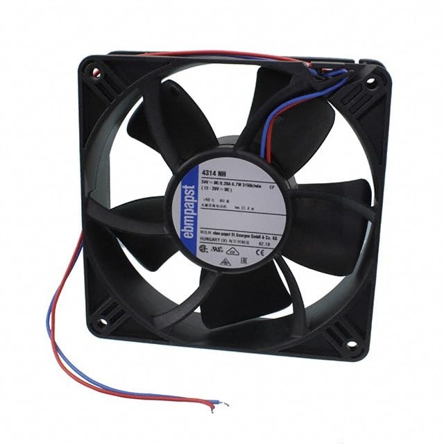 Ebmpapst 4314Nh Axial Fan 24V-0.28A 6.7W Dc Brushless Air Cooling Fan 3150Rpm 120 * 120 * 32Mm 2Wire - Color: Black