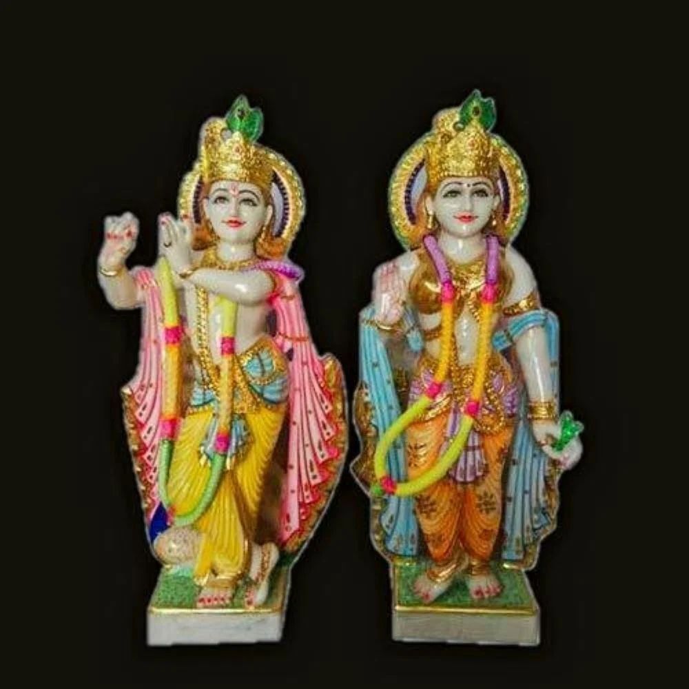 Marble Radha Krishna Statue For Temple - Color: Requirement Based