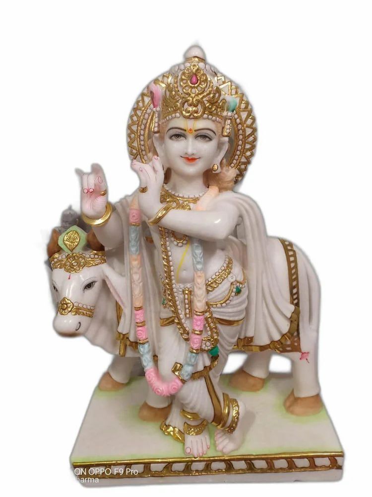 Polished Marble Krishna Statue - Color: Requirement Based