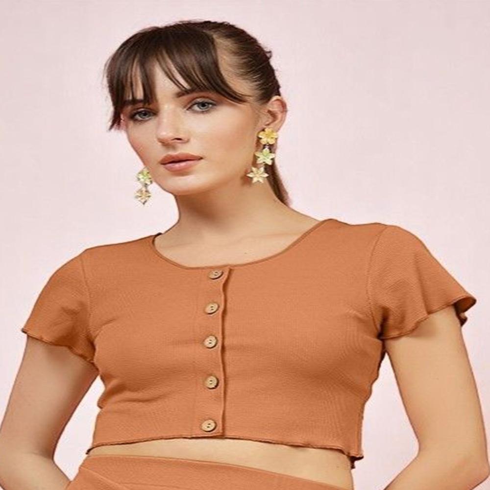 Ribbed Crop Top - Color: Orange