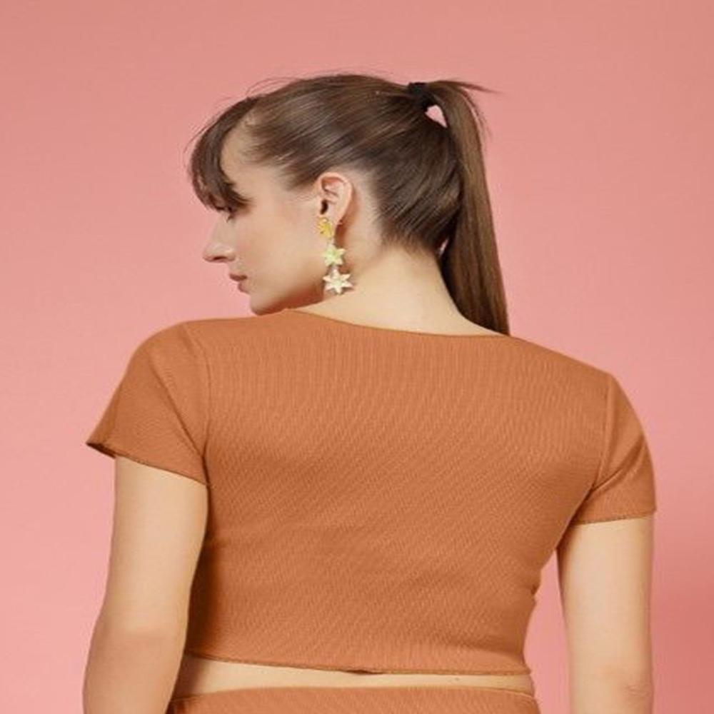 Ribbed Crop Top - Color: Orange