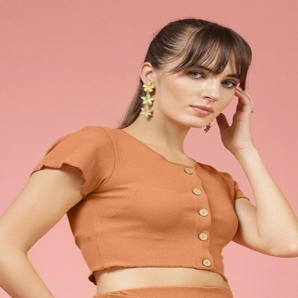 Ribbed Crop Top - Color: Orange