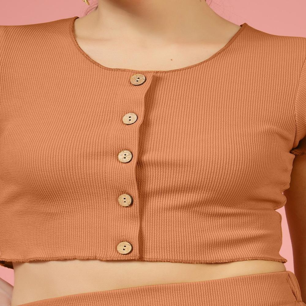 Ribbed Crop Top - Color: Orange