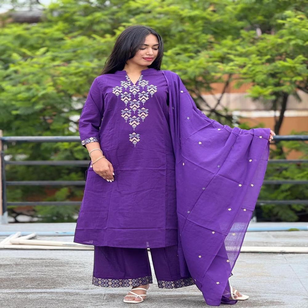A Line Kurti Set - Color: Purple