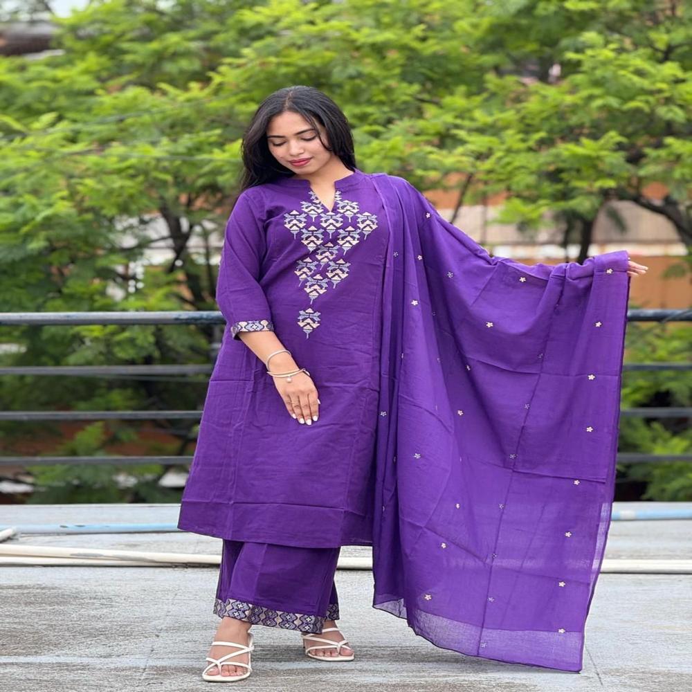 A Line Kurti Set - Color: Purple